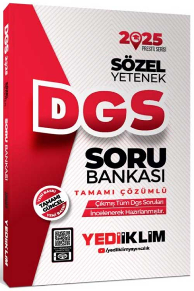 2025 DGS Sözel Yetenek Tamamı Çözümlü Soru Bankası Yediiklim Yayınları ANKA Fotokopi