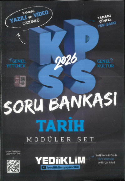 TARİH 2026 KPSS Genel Yetenek Genel Kültür Hem Yazılı Hem Video Çözümlü Soru Bankası Modüler Yediiklim Yayınları ANKA Fotokopi