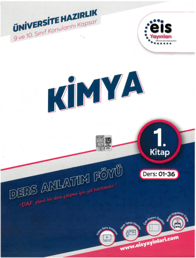 YKS Mavi Set DAF Kimya Ders Anlatım 1.Kitap EIS Yayınları Ders:01-36 9 ve 10. Sınıf Konularını Kapsar