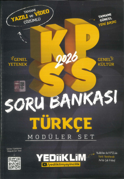 TÜRKÇE 2026 KPSS Genel Yetenek Genel Kültür Hem Yazılı Hem Video Çözümlü Soru Bankası Modüler Yediiklim Yayınları ANKA Fotokopi