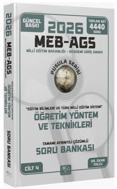 2026 MEB-AGS Eğitim Bilimleri Öğretim Yöntem ve Teknikleri Soru Bankası Çözümlü Pusula Serisi CBA Yayınları ANKA Fotokopi