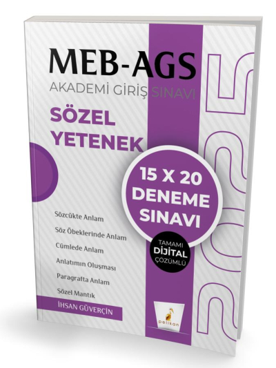 2025 MEB-AGS Sözel Yetenek 15x20 Deneme Çözümlü Pelikan Yayınları