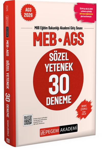2026 MEB-AGS Sözel Yetenek 30 Deneme Çözümlü Pegem Akademi Yayınları ANKA Fotokopi
