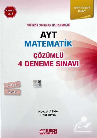 AYT Matematik Çözümlü 4 Deneme Sınavı Kırmızı Seri Esen Yayınları ANKA Fotokopi