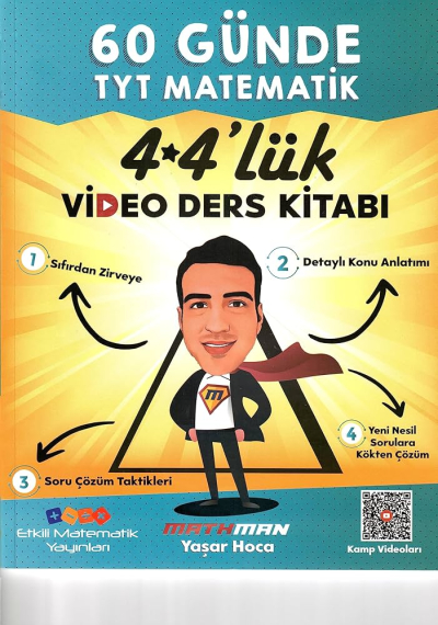 60 GÜNDE TYT MATEMATİK 4*4'LÜK VİDEO DERS KİTABI MATHMAN YAŞAR HOCA ANKA Fotokopi