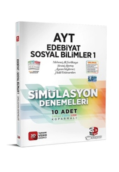 AYT Edebiyat Sosyal Bilimler 1 Simülasyon Denemeleri Tamamı Video Çözümlü 3D Yayınları ANKA Fotokopi