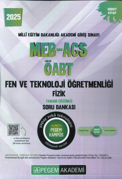 2025 MEB-AGS-ÖABT Fen ve Teknoloji Öğretmenliği Fizik Tamamı Çözümlü Soru Bankas Pegem Akademi Yayıncılık ANKA Fotokopi