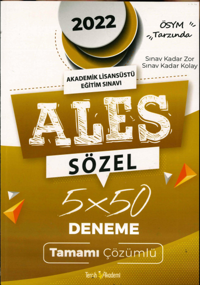 ALES SÖZEL 5x50 TAMAMI ÇÖZÜMLÜ DENEME ANKA Fotokopi