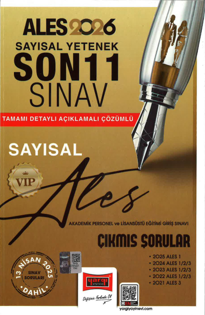 2026 ALES VIP Sayısal Yetenek Son 11 Sınav Çıkmış Sorular (13 Nisan 2025 Sınavı Dahil) Yargı Yayınları SAYISAL BÖLÜM ANKA Fotokopi