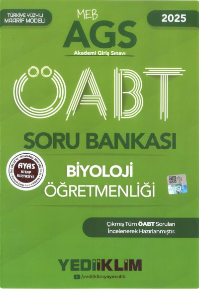 2025 MEB AGS ÖABT Biyoloji Öğretmenliği Soru Bankası Yediiklim Yayınları ANKA Fotokopi