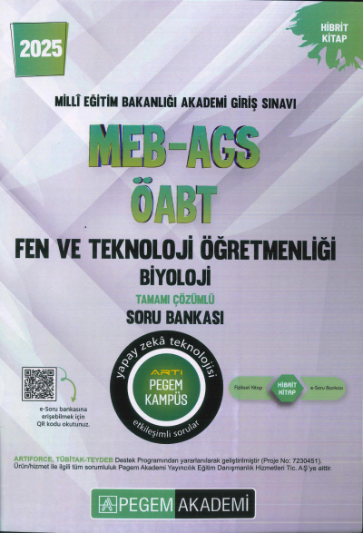 2025 MEB-AGS-ÖABT Fen ve Teknoloji Öğretmenliği Biyoloji Tamamı Çözümlü Soru Bankas Pegem Akademi Yayıncılık ANKA Fotokopi