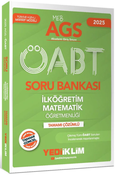 2025 MEB AGS ÖABT İlköğretim Matematik Öğretmenliği Tamamı Çözümlü Soru Bankası Yediiklim Yayınları ANKA Fotokopi