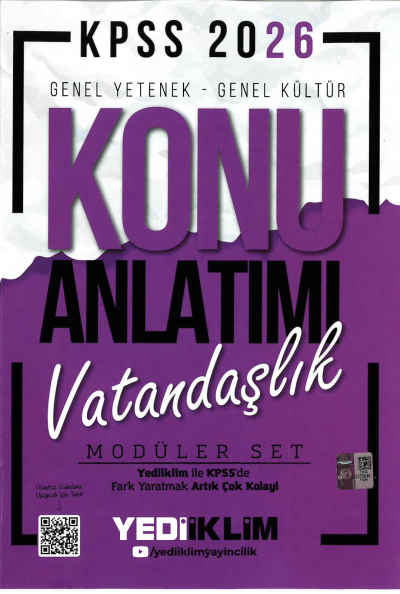 VATANDAŞLIK Yediiklim 2026 KPSS Genel Yetenek Genel Kültür Konu Anlatımı Modüler Yediiklim Yayınları ANKA Fotokopi