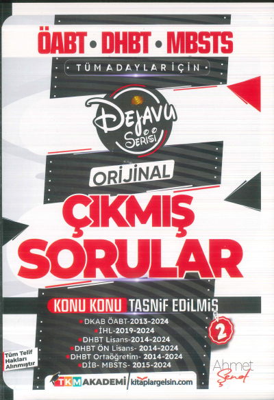 2025 ÖABT DHBT MBSTS Din Kültürü ve Ahlak Bilgisi Dejavu Orijinal Çıkmış Sorular Seti 2. Kitap TKM Akademi ANKA Fotokopi