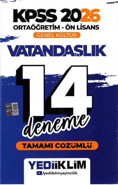 2026 KPSS Ortaöğretim Ön Lisans Genel Kültür Vatandaşlık Tamamı Çözümlü 14 Deneme Yediiklim Yayınları ANKA Fotokopi