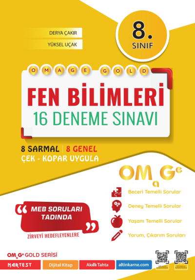 8. Sınıf Omage Gold Fen Bilimleri 16 Deneme Sınavı Omage Yayınları ANKA Fotokopi