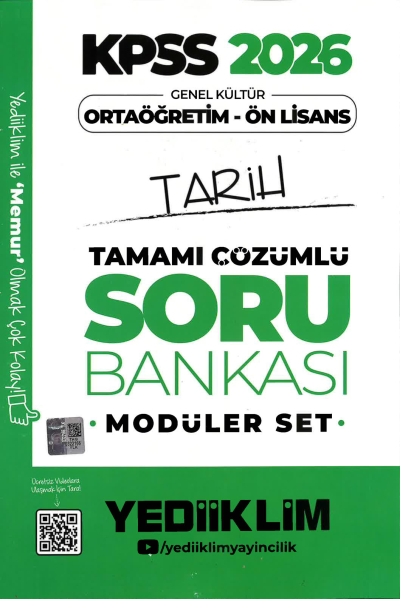 2026 KPSS Lise Ortaöğretim Ön Lisans Soru Bankası Çözümlü Modüler TARİH Yediiklim Yayınları ANKA Fotokopi