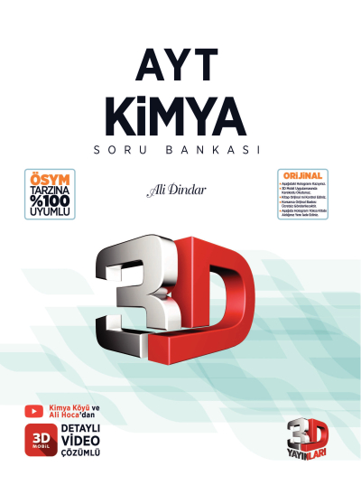 2026 AYT 3D Kimya Tamamı Video Çözümlü Soru Bankası 3D Yayınları ANKA Fotokopi