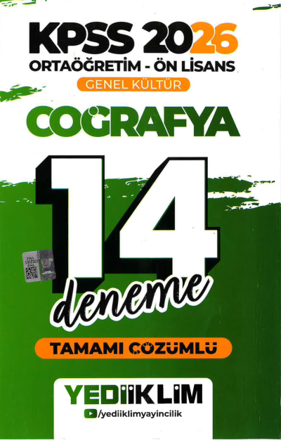 2026 KPSS Ortaöğretim Ön Lisans Genel Kültür Coğrafya Tamamı Çözümlü 14 Deneme Yediiklim Yayınları ANKA Fotokopi