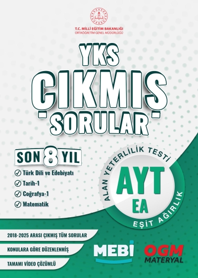YKS Çıkmış Sorular AYT Eşit Ağırlık Son 8 Yıl (2018-205) MEB OGM ANKA Fotokopi