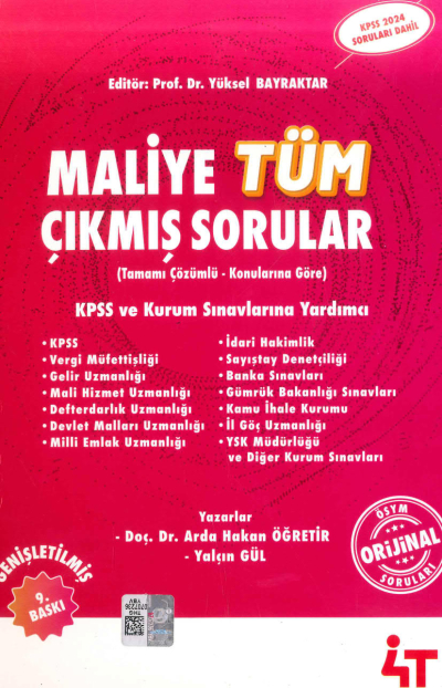 Maliye Tamamı Çözümlü Çıkmış Sorular 4T Yayınları (2024 KPSS Soruları Dahil) ANKA Fotokopi