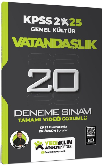 2025 KPSS Vatandaşlık Genel Kültür Atölye Serisi Tamamı Video Çözümlü 20 Deneme Sınavı Yediiklim Yayınları ANKA Fotokopi